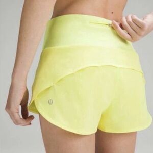 Lululemon Speed Up High-Rise Lined Short 2.5" Electric Lemon Neon Yellow Sz 10